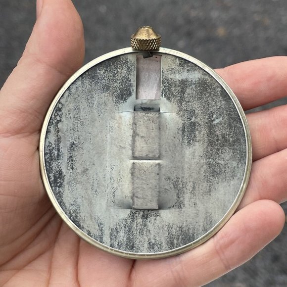 2 3/4" Reflective Blue Green Teal CLOCK PARTS Pendulum Bob 20th C. VINTAGE - Picture 7 of 9